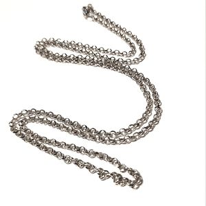 Heavy Long Solid 14K White Gold Chain